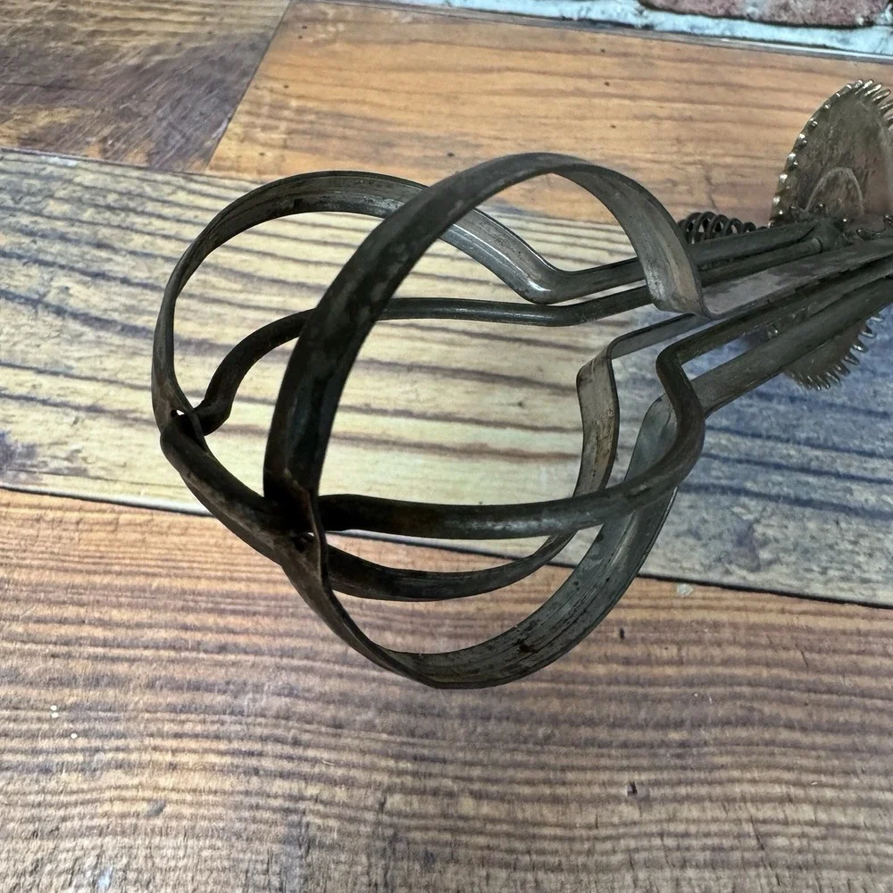 Antique 1923 A&J‎ Ekco  Manual Hand Mixer Beater Stainless Retro Kitchen USA